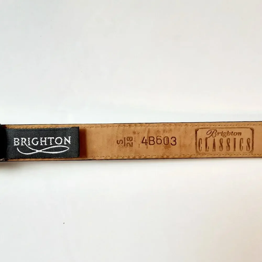 Brighton Classics 4603 Black Lizard Print Leather Belt Small Ornate Hardware